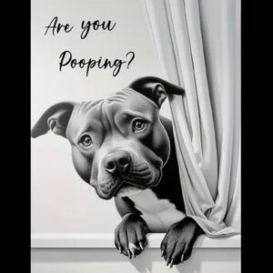 NWT Staffordshire Pit Bull Terrier Are You Pooping? Canvas Print 12x16